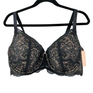 BRAND NEW Thirdlove 24/7 Lace Balconette Bra NWT Black Lace Nude Size 42D